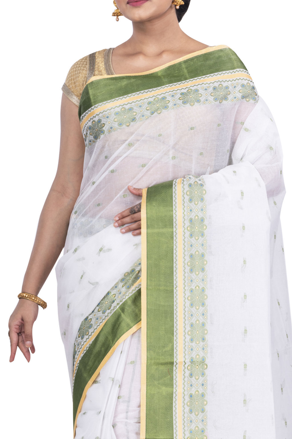 Green Pure Cotton VelvetPar_tant Tant Saree (700)
